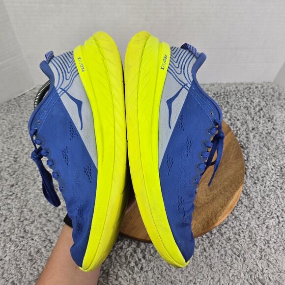 Hoka One One Carbon X Royal Blue Green Athletic Gym Daily Running Shoe Mens 11 - Picture 8 of 13